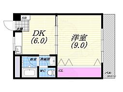 曙コーポ 1DKの間取図画像