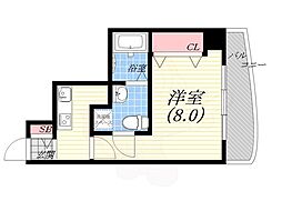 セレニテ甲子園 1Kの間取図画像