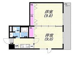 キャッスルプラザ甲子園アネックス 2Kの間取図画像
