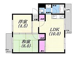 宮川荘 2LDKの間取図画像