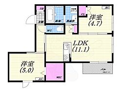 amotion 2LDKの間取図画像