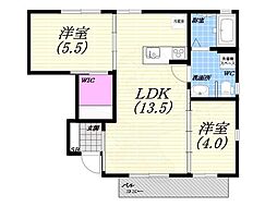 mezzaluna 2LDKの間取図画像