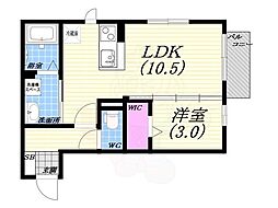 ボナールクレハ 1LDKの間取図画像