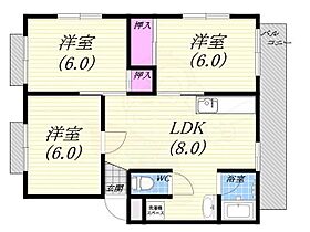 兵庫県西宮市松風町（賃貸マンション3LDK・3階・57.00㎡） その2