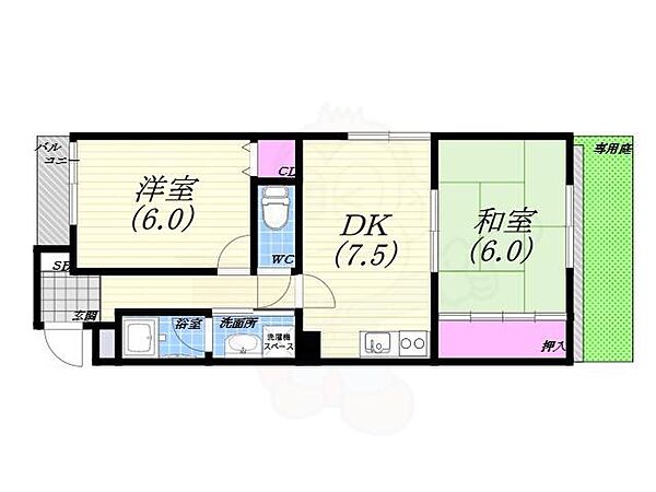 兵庫県西宮市天道町(賃貸アパート2DK・1階・48.78㎡)の写真 その2