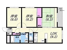 古田清苑  ｜ 兵庫県西宮市樋之池町（賃貸マンション3LDK・3階・64.00㎡） その2