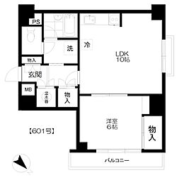 コトー三鷹 6階1LDKの間取り
