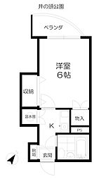 パークサイドテラス 樹 1階1Kの間取り