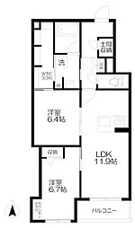 ADMIRAL Mitaka 2LDKの間取図画像