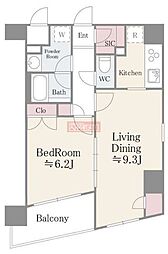 東京メトロ丸ノ内線 茗荷谷駅 徒歩1分の賃貸マンション 10階1LDKの間取り