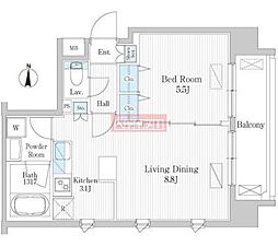ＵＰＰＥＲ　ＦＩＥＬＤ　ＷＯＯＤ 3階1LDKの間取り