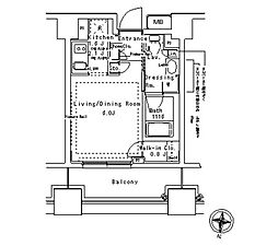 パークアクシス御茶ノ水ステージ 13階1Kの間取り
