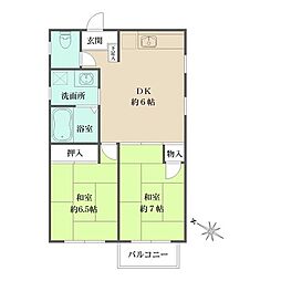 藤マンション 202 2階2DKの間取り
