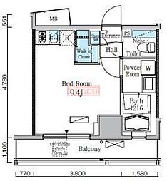 レジディア九段下II 5階ワンルームの間取り