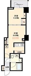 パティオ神田 1LDKの間取図画像