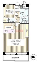 朝日白山マンション 1LDKの間取図画像