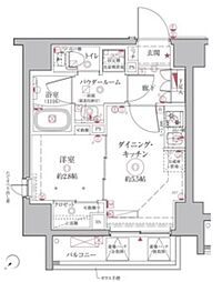 JR京浜東北・根岸線 王子駅 徒歩9分の賃貸マンション 7階1DKの間取り