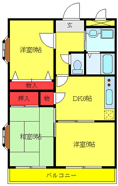 メゾンフローラ 305｜埼玉県川口市元郷4丁目(賃貸マンション3DK・3階・55.69㎡)の写真 その2