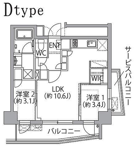 東京都板橋区坂下2丁目(賃貸マンション2LDK・6階・41.14㎡)の写真 その2