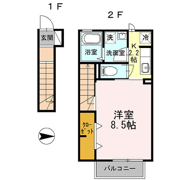 グレイス 205｜東京都北区浮間2丁目(賃貸アパート1K・2階・34.68㎡)の写真 その2