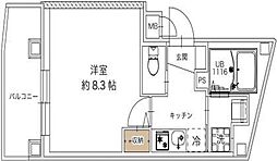 都電荒川線 荒川遊園地前駅 徒歩3分の賃貸マンション 2階1Kの間取り