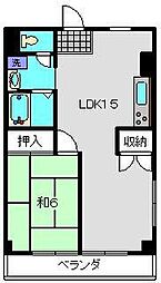 楓マンション 2階1LDKの間取り
