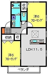 オーベルグ笹下 1階2LDKの間取り