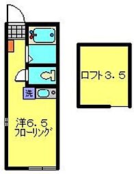ヒルズ弘明寺 2階ワンルームの間取り