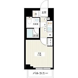 ラヴェニール横浜蒔田（ラヴェニールヨコハママイタ） 2階1Kの間取り