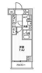 ジェノヴィア阪東橋スカイガーデン 6階1Kの間取り