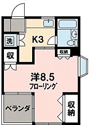ルビーパレスヨコオ 1Kの間取図画像