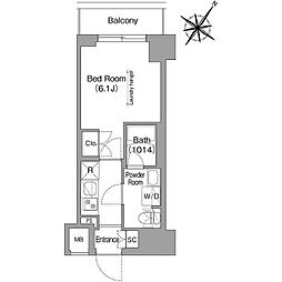 コンフォリア・リヴ横浜阪東橋(コンフォリアリヴヨコハマバンド 1Kの間取図画像