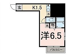 サンパレス大川2 1Kの間取図画像