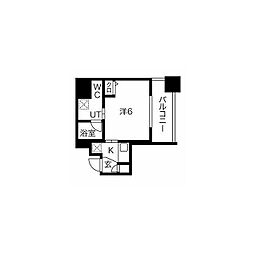 スパシエロッサ横浜吉野町 1Kの間取図画像
