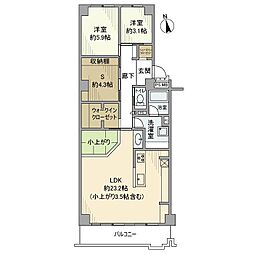 戸塚ハイライズA棟 2SLDKの間取図画像