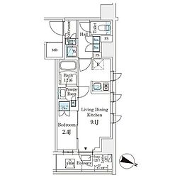 PARKAXIS横浜阪東橋 1LDKの間取図画像