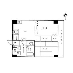ホワイトキャッスル上大岡 2DKの間取図画像