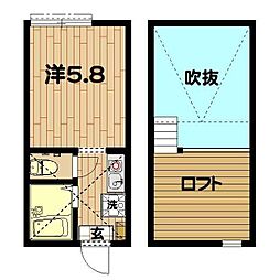 クレール上大岡参番館 ワンルームの間取図画像