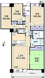 ラミーユ勝田台ハイライズセンターヒル 4LDKの間取図画像