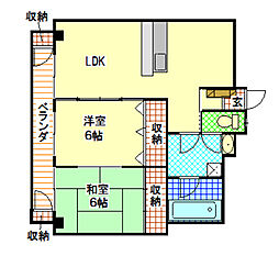 マンションステラ 2階2LDKの間取り