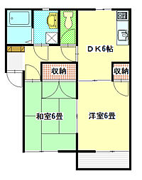 フレグランスアップルB 2DKの間取図画像