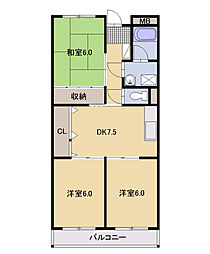 Limpia明金 2階3DKの間取り