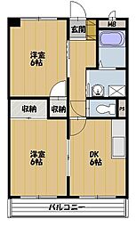 リンピア泰座 2DKの間取図画像