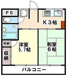 松ビル 2DKの間取図画像