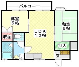 ハイツオネシス 2LDKの間取図画像