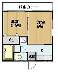 グレイス矢沢A 2Kの間取図画像