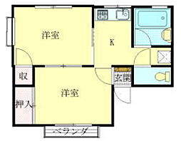 リバティーハイツ 1LDKの間取図画像