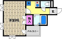 芦屋岩崎館 1Kの間取図画像