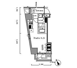 パークアクシス新板橋ウエスト 7階ワンルームの間取り