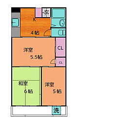 いそべマンション 4階3DKの間取り
